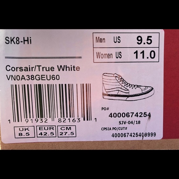 Vans SK8-Hi “Corsair/True White” Multiple Sizes - Picture 6 of 6